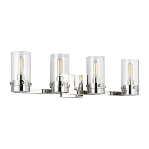 Visual Comfort Studio Garrett 4-Light Bathroom Vanity Light in Polished Nickel by Chapman & Myer