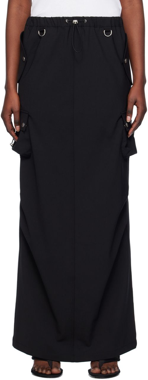 Coperni Black Tailored Cargo Maxi Skirt