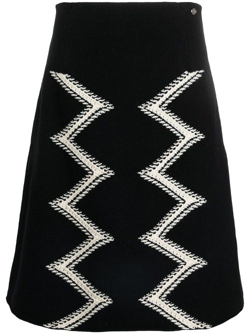 2016-2017 intarsia knit A-line skirt - Black
