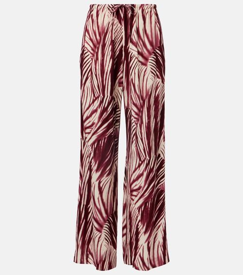 Printed crêpe wide-leg pants