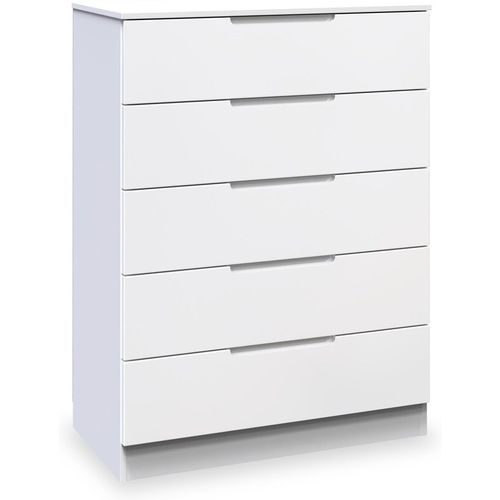 Henshaw 5 Drawer Chest of Drawers | White Gloss or Grey | Roseland