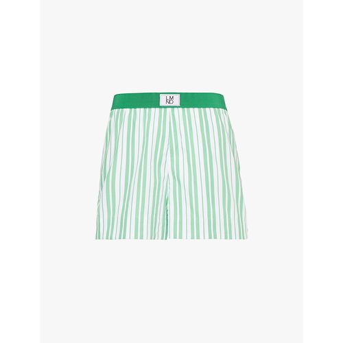 Womens Evergreen/white Chiara Boxer Striped Cotton Shorts XS