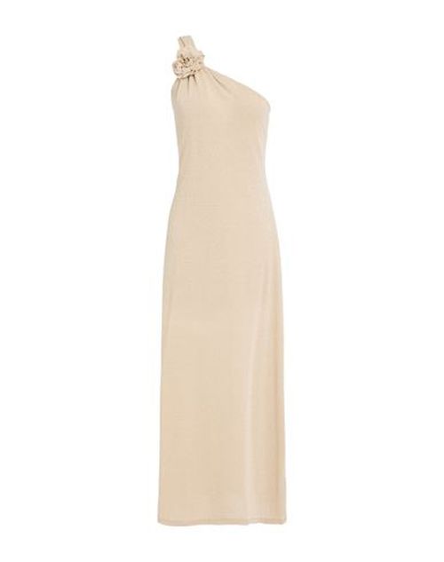 Woman Maxi dress Beige Size 6 Cotton, Polyester, Polyamide, Metallic Polyester, Elastane