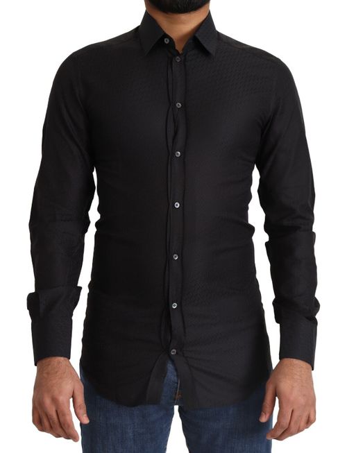 100% Cotton Slim Dress Shirt — Black