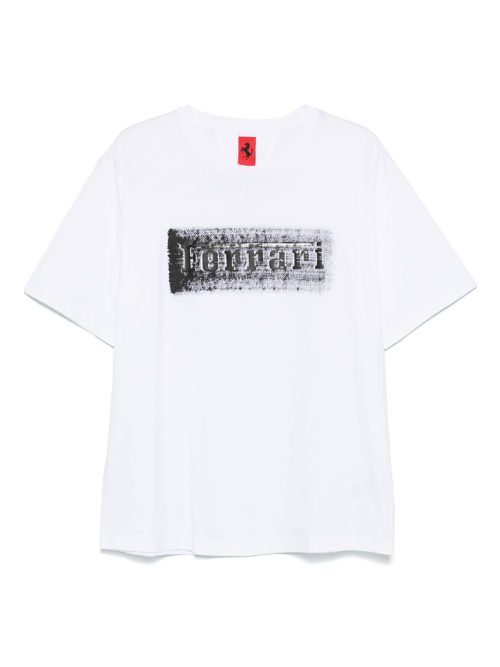 Ferrari logo-graphic cotton T-shirt - White
