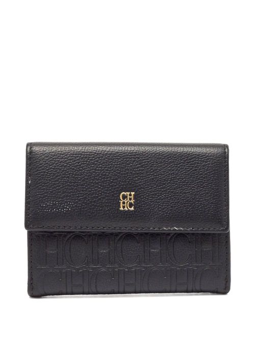Textured logo-embossed wallet - Black