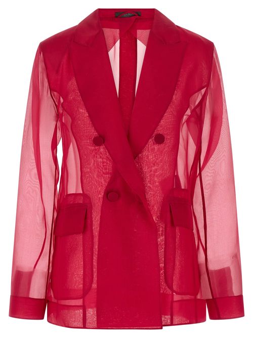 Semi-Transparent Silk Organza Blazer — Red