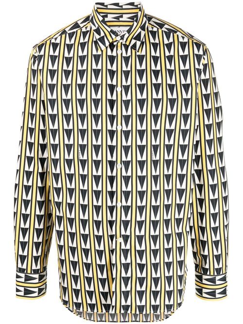 Pattered button-up shirt - Yellow