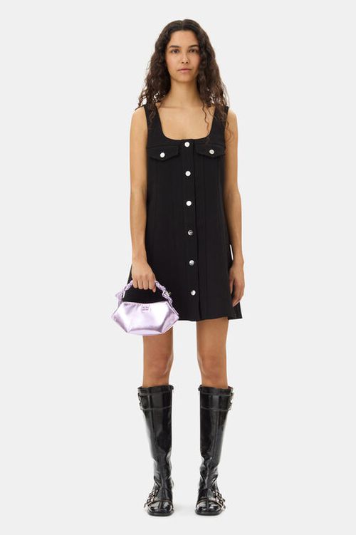 Black Bonded Crepe Mini Dress