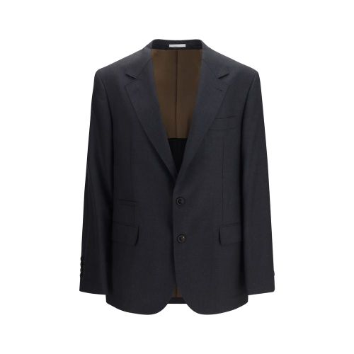 Merino Wool Houndstooth Blazer — Black