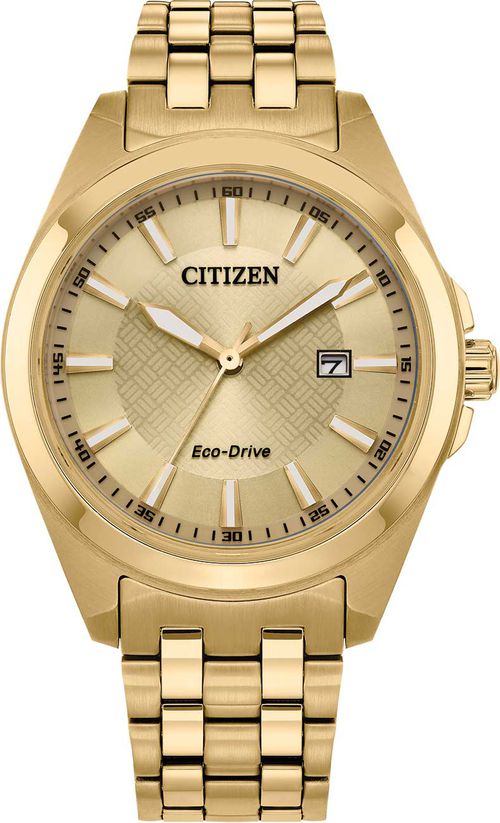 Eco-Drive Peyten Champagne Dial Gold-Tone SS Bracelet Watch, 41mm