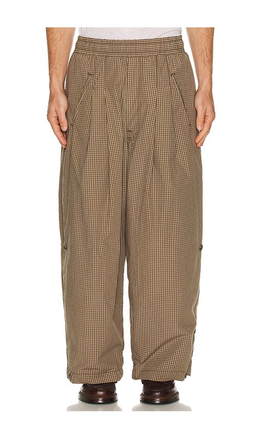 Art Community Japanese Triptych Track Pant in Taupe Plaid. XL/1X also in L