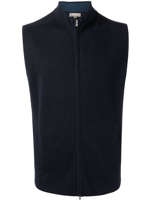 Cashmere zip-up gilet - Blue