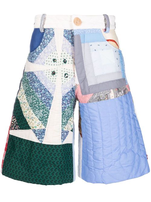 Upcycled Quilted Blanket shorts - Neutrals