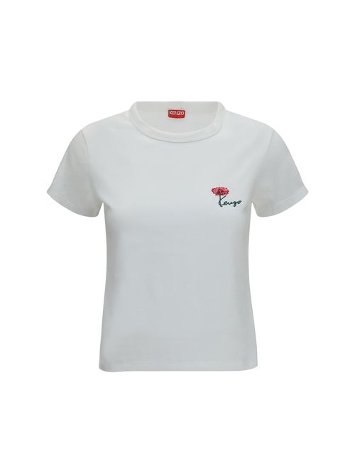 Tulip Embroidered Cotton T-Shirt — White
