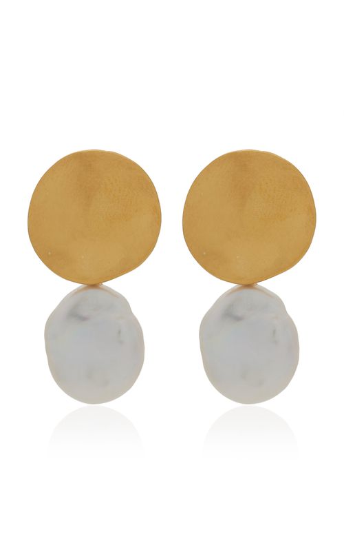 Small Elsa Gold Vermeil; Pearl Earrings
