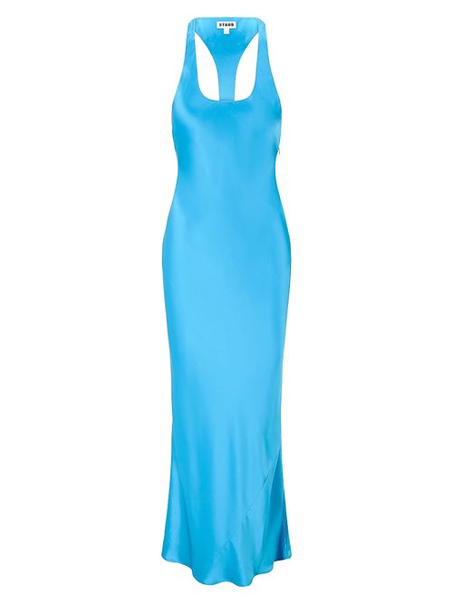 Women's Juanita Racerback Bias Satin Maxi Dress - Pool