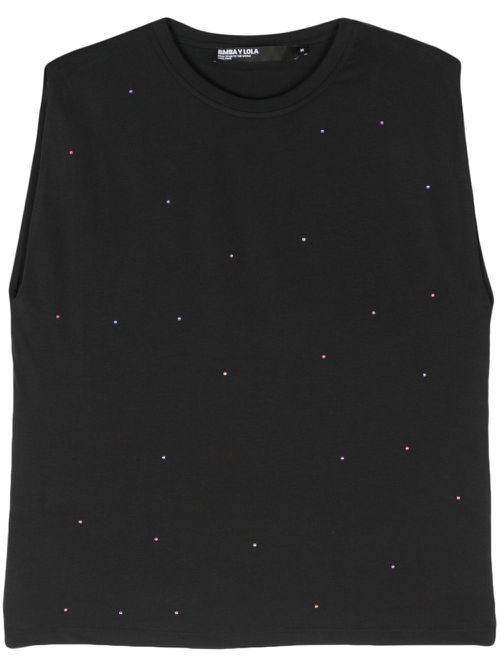 Sleeveless crystal-embellished top - Black