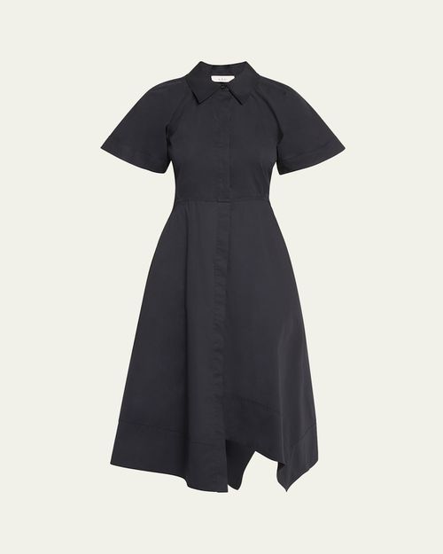 Julianna Short-Sleeve A-Line Cotton Midi Dress