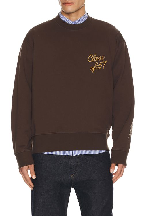 President's Class 57 Crew Sweatshirt in Washed Brown - Brown. L also in S, M, XL/1X