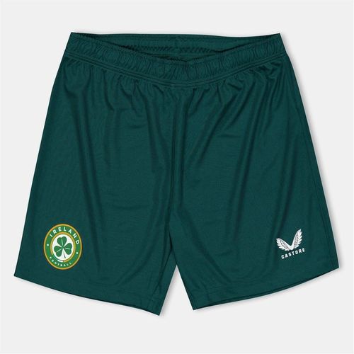 Castore Boys FAI Training Soccer Shorts with Elasticated Waistband in Green - 7-8Y