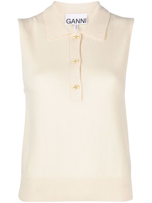 Logo-buttons knitted vest - Neutrals