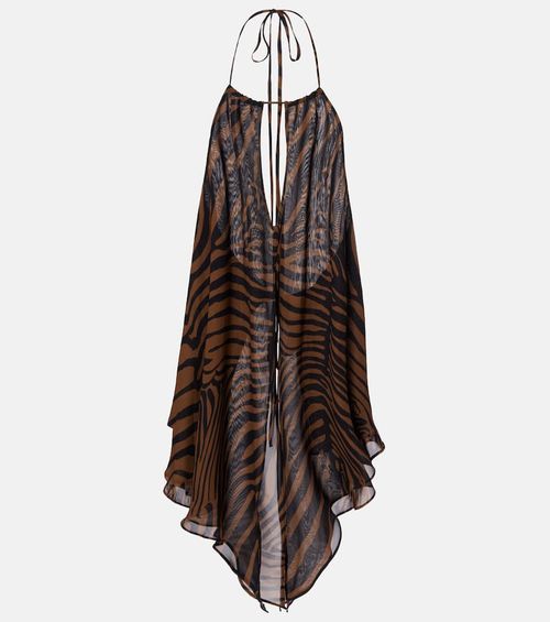 Printed asymmetric halterneck top