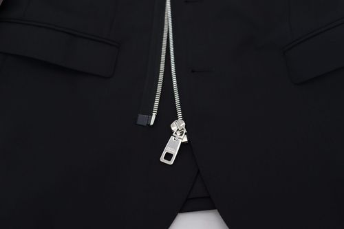 Virgin Wool Full-Zip Jacket — Black