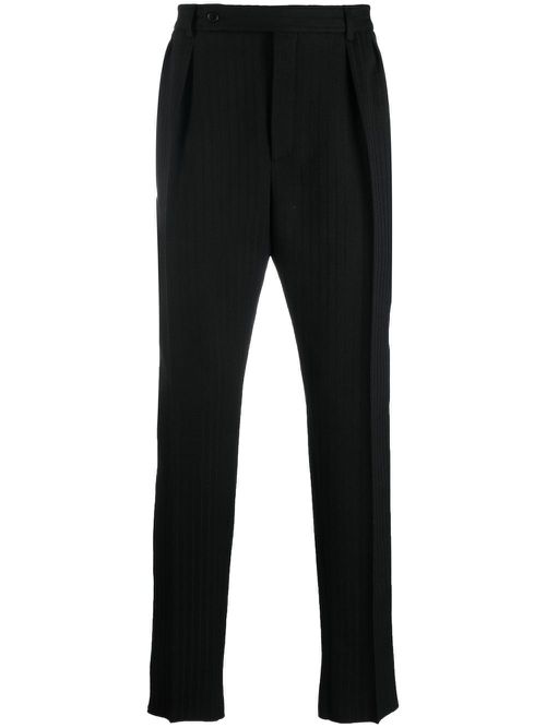 Pinstripe straight-leg trousers - Black