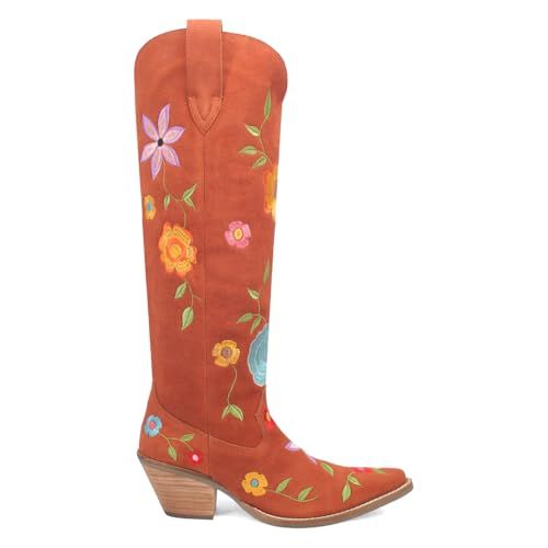 Dingo Women Flower Power Suede Boots Black