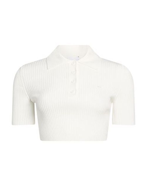 Courrèges Woman Polo shirt White Size M Viscose, Polyester
