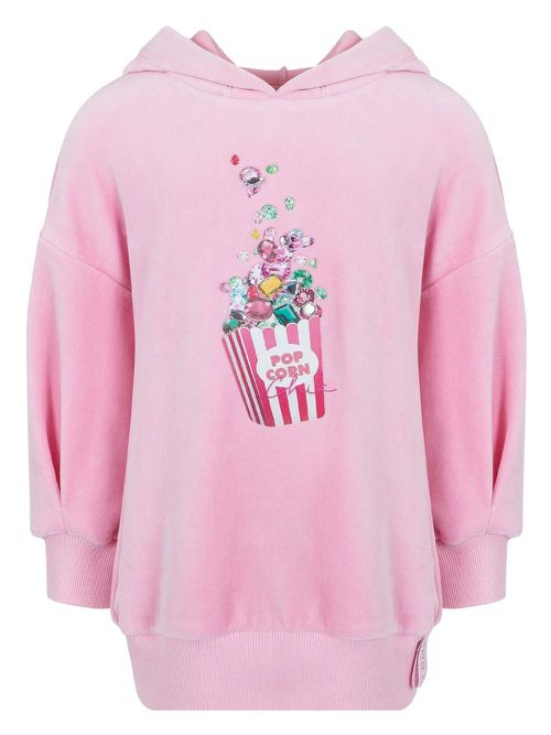 Popcorn chic hooded pullover dress - Pink
