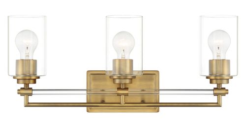 Antique Noble Brass Three Light Bath Vanity from the Binsly Collection