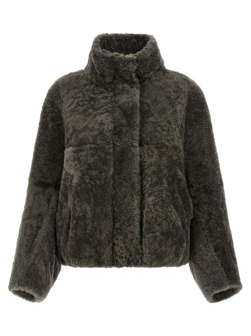 Textured Lamb Fur Jacket — Gray