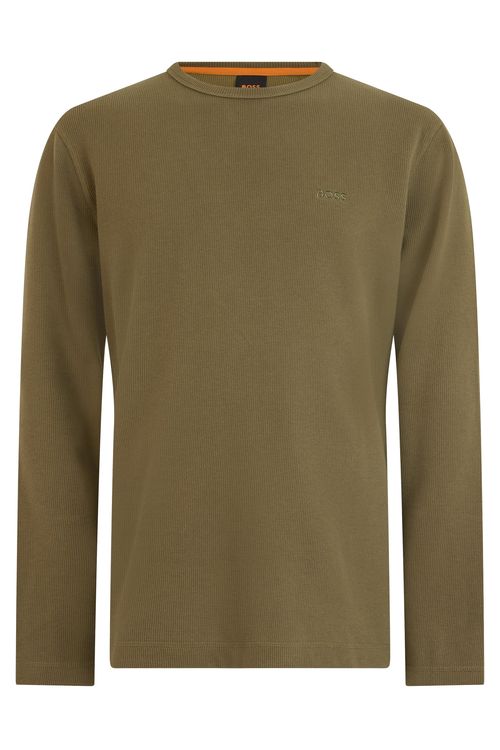 Cotton-Blend Crewneck Long-Sleeve T-Shirt — Green