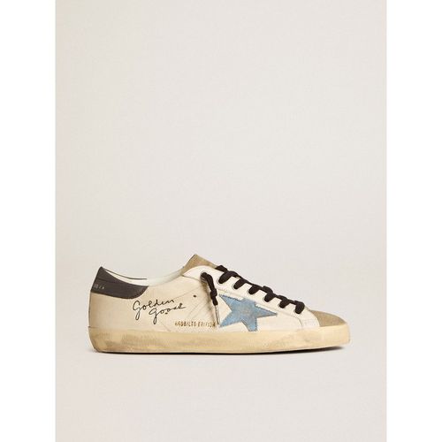 Golden Goose - Super-star In Nappa Leather With Light Blue Suede Star And Gray Leather Heel Tab, Man