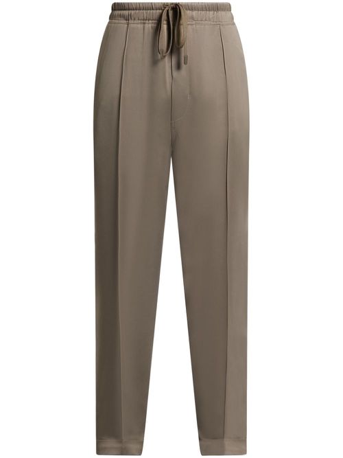 Pintucked cady track pants - Brown