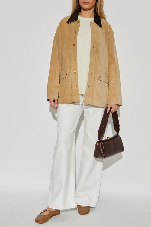 Loose-fit Suede Jacket, Women's, Beige