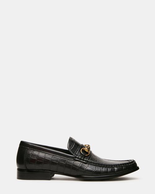 Steve Madden Men's Brooklyn Slip-On Loafers - Black Crocodile - - Leather