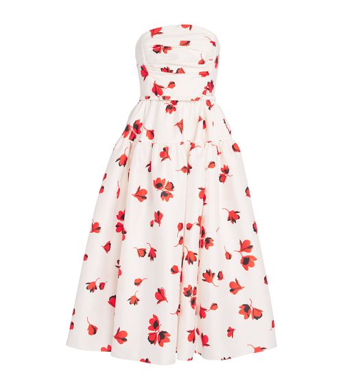 Floral Strapless Midi Dress