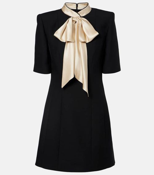 Bow-detail wool and silk minidress