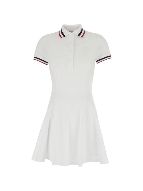 Striped-Trim A-Line Mini Dress — White