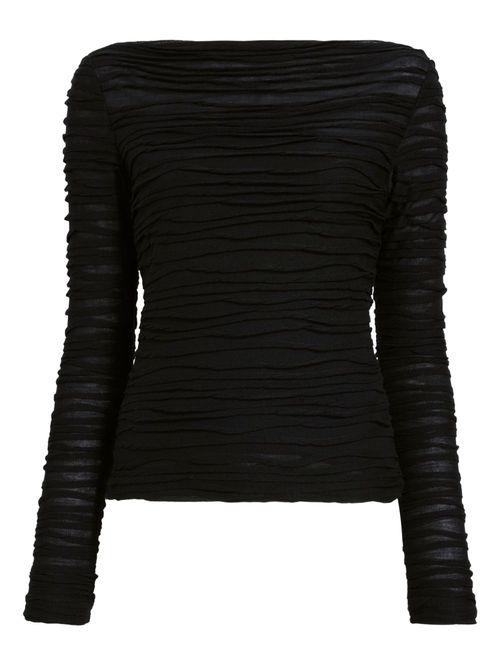Ruched long-sleeve top - Black