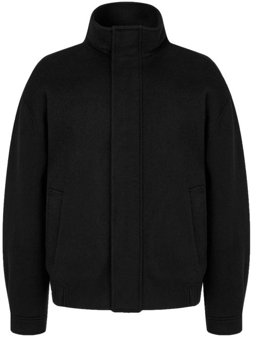 High-neck zip-up bomber jacket - Black