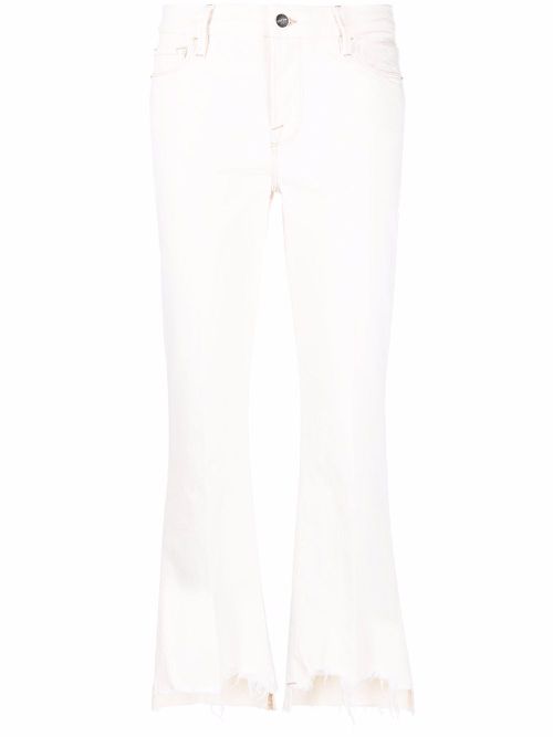 Cropped distressed-cuff jeans - Neutrals