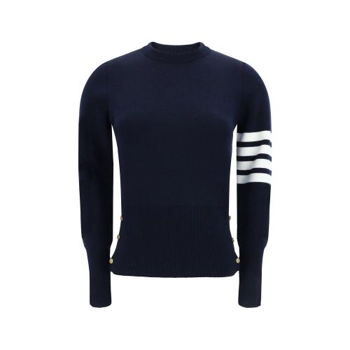 Striped Virgin Wool Sweater — Navy