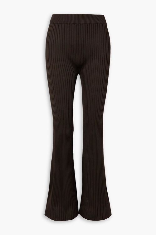 Ribbed-knit flared pants - Brown - FR 38
