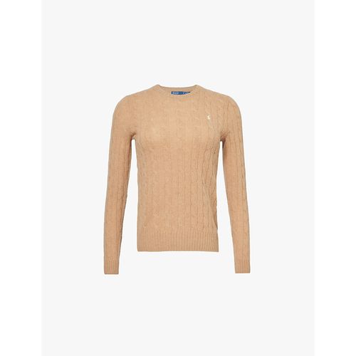 Womens Collection Camel Melange Logo-embroidered Cable-knit Wool and Cashmere Jumper 