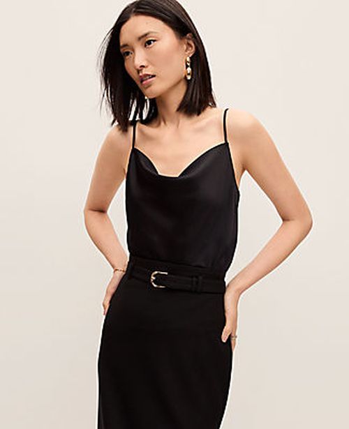 Ann Taylor Satin Cowl Neck Tank Top