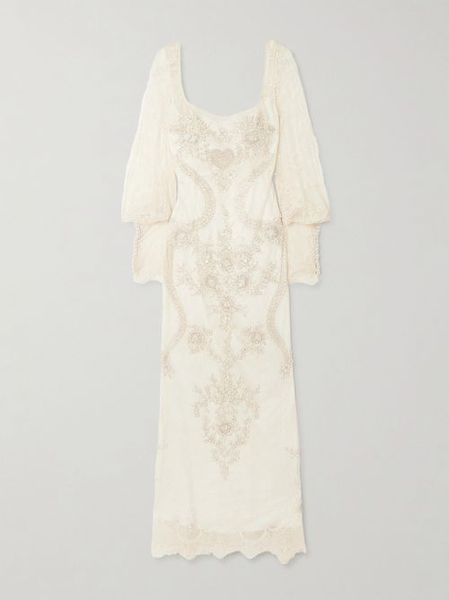 Flora Embellished Lace Gown - Ivory